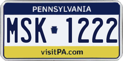 PA license plate MSK1222