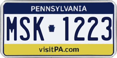 PA license plate MSK1223