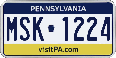 PA license plate MSK1224