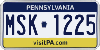 PA license plate MSK1225