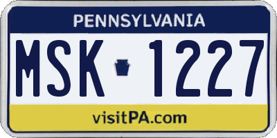 PA license plate MSK1227