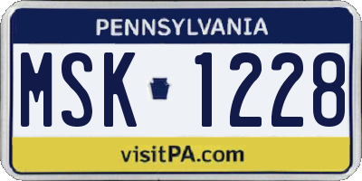 PA license plate MSK1228