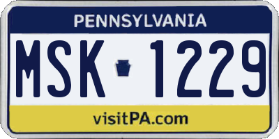 PA license plate MSK1229