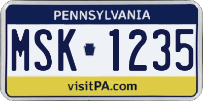 PA license plate MSK1235