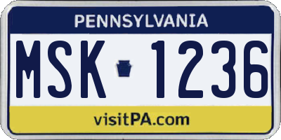 PA license plate MSK1236
