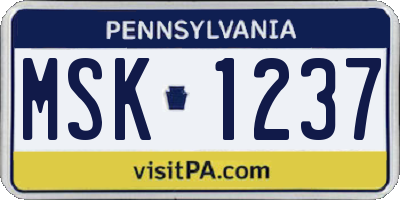PA license plate MSK1237