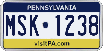 PA license plate MSK1238