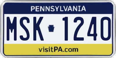 PA license plate MSK1240