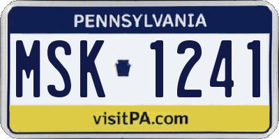 PA license plate MSK1241