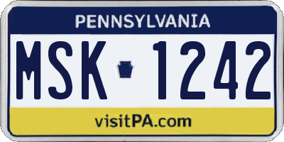 PA license plate MSK1242