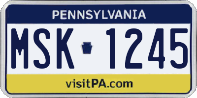 PA license plate MSK1245