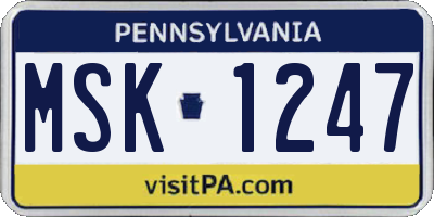 PA license plate MSK1247