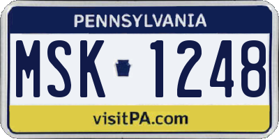 PA license plate MSK1248