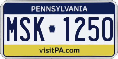 PA license plate MSK1250
