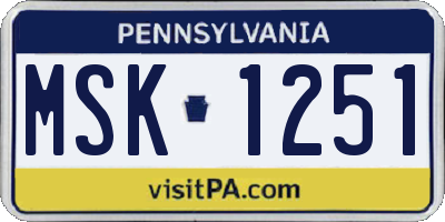 PA license plate MSK1251