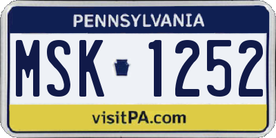 PA license plate MSK1252