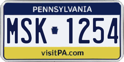 PA license plate MSK1254