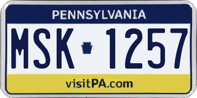 PA license plate MSK1257