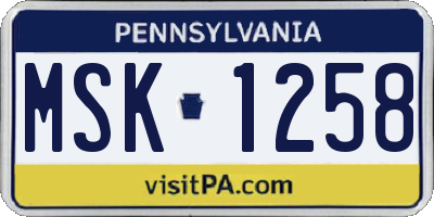 PA license plate MSK1258