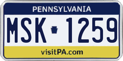 PA license plate MSK1259
