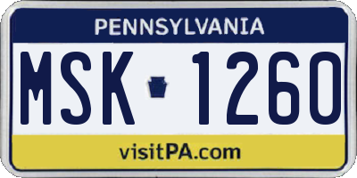 PA license plate MSK1260