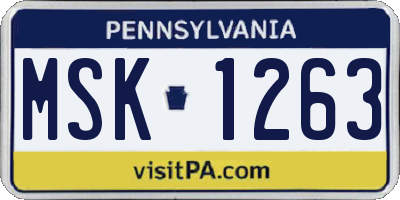 PA license plate MSK1263