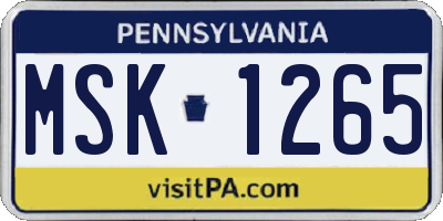 PA license plate MSK1265