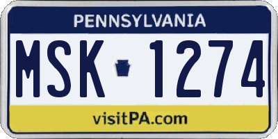PA license plate MSK1274