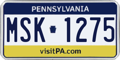 PA license plate MSK1275