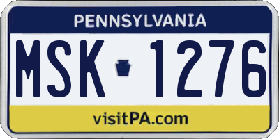 PA license plate MSK1276