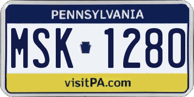 PA license plate MSK1280