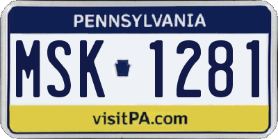PA license plate MSK1281