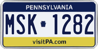 PA license plate MSK1282