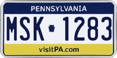 PA license plate MSK1283
