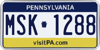 PA license plate MSK1288