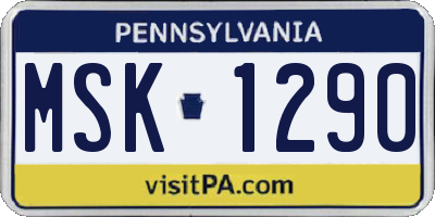 PA license plate MSK1290