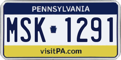 PA license plate MSK1291