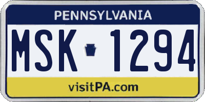 PA license plate MSK1294