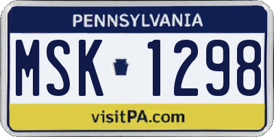 PA license plate MSK1298