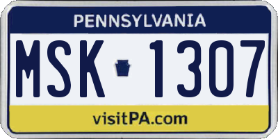 PA license plate MSK1307