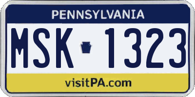 PA license plate MSK1323