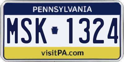 PA license plate MSK1324