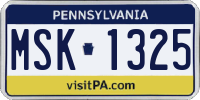 PA license plate MSK1325
