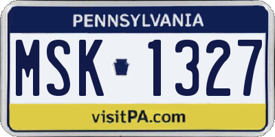 PA license plate MSK1327