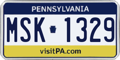 PA license plate MSK1329
