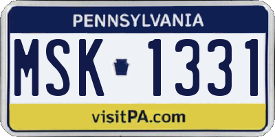 PA license plate MSK1331