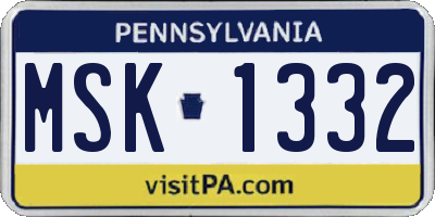 PA license plate MSK1332