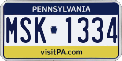 PA license plate MSK1334