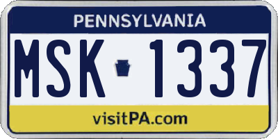PA license plate MSK1337