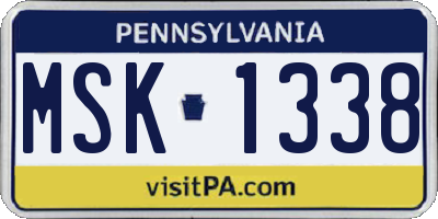 PA license plate MSK1338